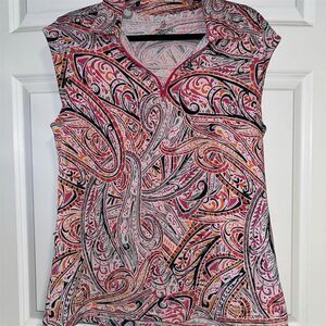 Emerald 18 Women's XL Paisley Sleeveless Blouse Multicolor Casual Top